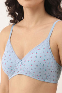 Zivame Padded Non Wired Medium Coverage Tshirt Bra - Blue Ditsy Floral — thumbnail 5